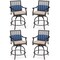 Costway Set of 4 Patio Swivel Bar Stool Chairs Cushioned Pillow Armrest Rocking